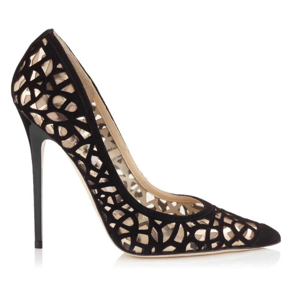 Jimmy Choo Anouk Suede Laser Cut Heels